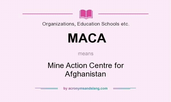 What does MACA mean? It stands for Mine Action Centre for Afghanistan