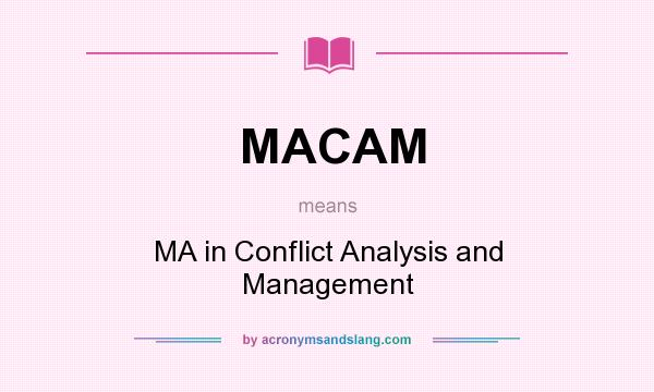 What does MACAM mean? It stands for MA in Conflict Analysis and Management