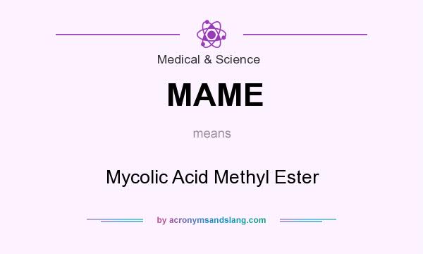 What does MAME mean? It stands for Mycolic Acid Methyl Ester