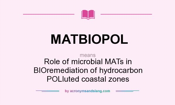 What does MATBIOPOL mean? It stands for Role of microbial MATs in BIOremediation of hydrocarbon POLluted coastal zones