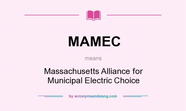 What does MAMEC mean? It stands for Massachusetts Alliance for Municipal Electric Choice