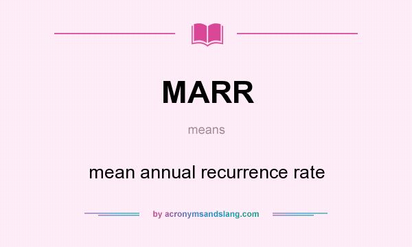 What does MARR mean? It stands for mean annual recurrence rate