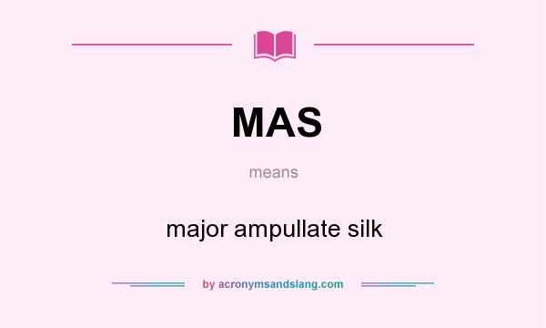 What does MAS mean? It stands for major ampullate silk