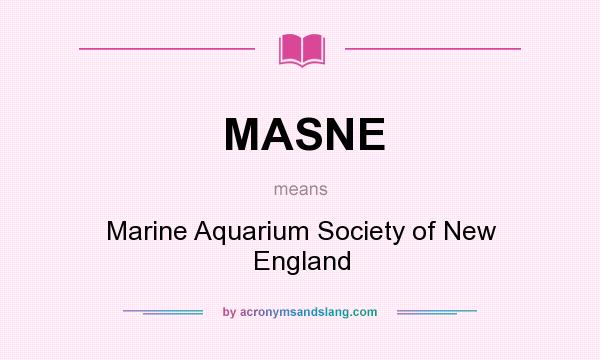 What does MASNE mean? It stands for Marine Aquarium Society of New England