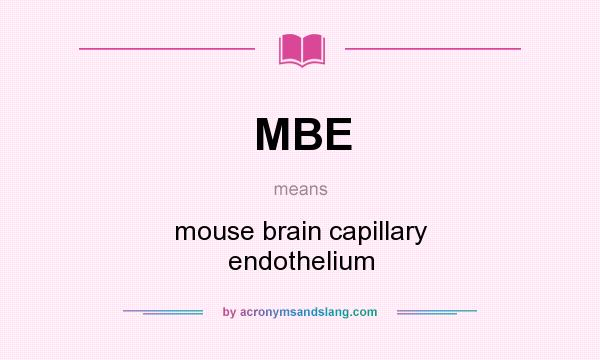 What does MBE mean? It stands for mouse brain capillary endothelium