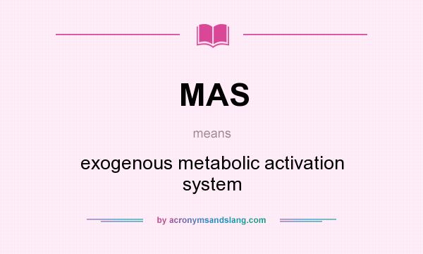 What does MAS mean? It stands for exogenous metabolic activation system