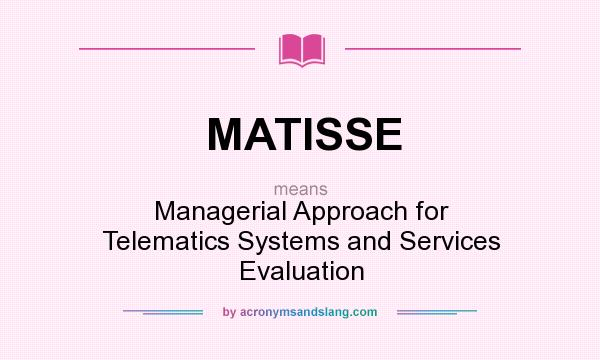 What does MATISSE mean? It stands for Managerial Approach for Telematics Systems and Services Evaluation