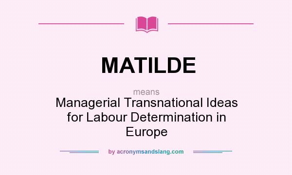 What does MATILDE mean? It stands for Managerial Transnational Ideas for Labour Determination in Europe