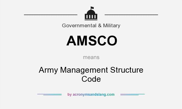 What does AMSCO mean? It stands for Army Management Structure Code