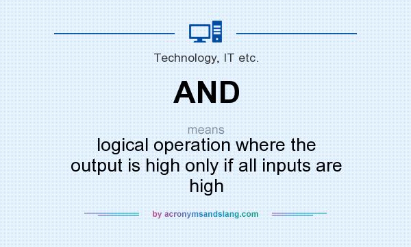 What does AND mean? It stands for logical operation where the output is high only if all inputs are high