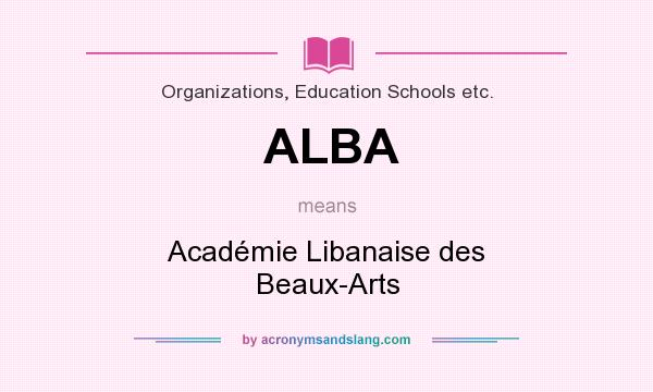 What does ALBA mean? It stands for Académie Libanaise des Beaux-Arts