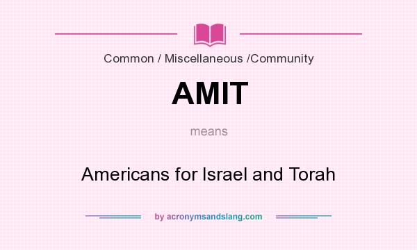 What does AMIT mean? It stands for Americans for Israel and Torah