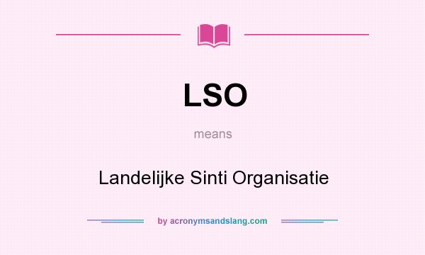What does LSO mean? It stands for Landelijke Sinti Organisatie