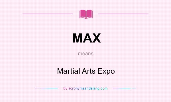 What does MAX mean? It stands for Martial Arts Expo