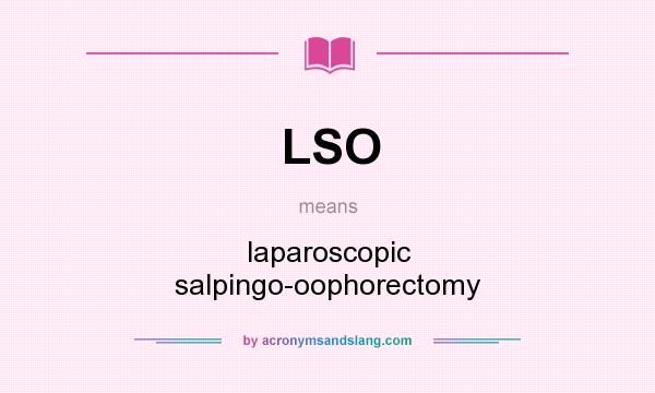 What does LSO mean? It stands for laparoscopic salpingo-oophorectomy
