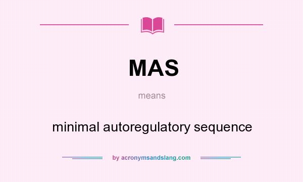 What does MAS mean? It stands for minimal autoregulatory sequence