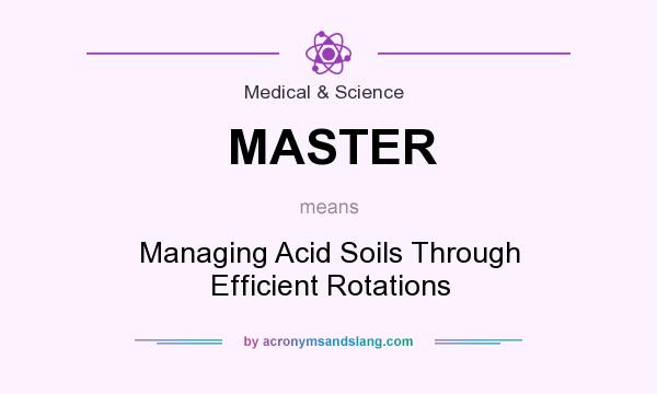 What does MASTER mean? It stands for Managing Acid Soils Through Efficient Rotations