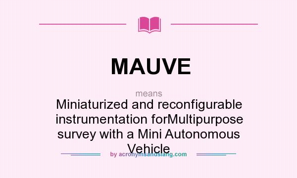 What does MAUVE mean? It stands for Miniaturized and reconfigurable instrumentation forMultipurpose survey with a Mini Autonomous Vehicle