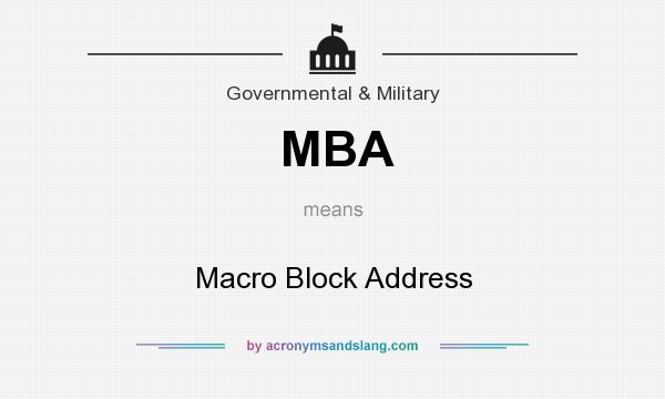 What does MBA mean? It stands for Macro Block Address