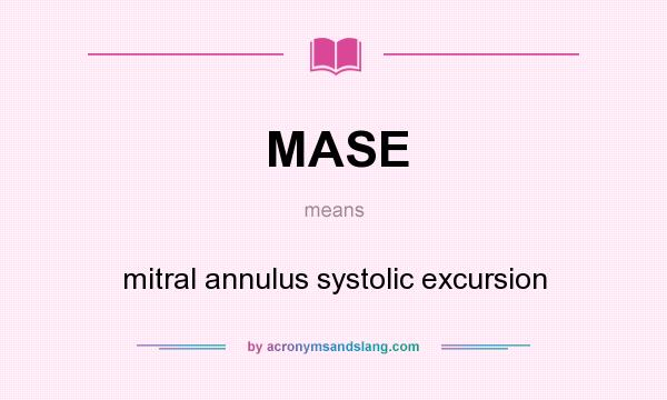 What does MASE mean? It stands for mitral annulus systolic excursion