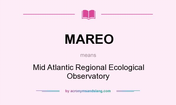 What does MAREO mean? It stands for Mid Atlantic Regional Ecological Observatory