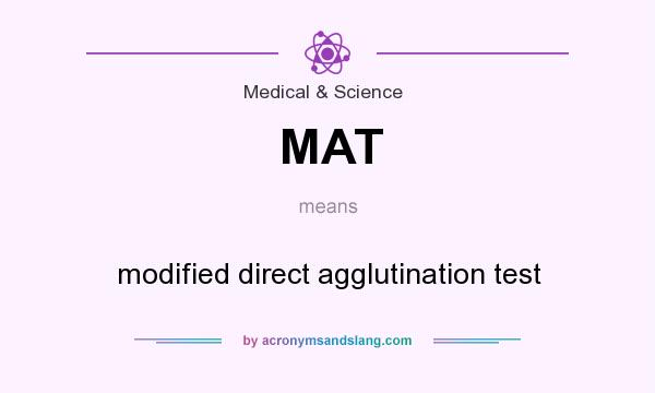 What does MAT mean? It stands for modified direct agglutination test