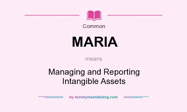 What does MARIA mean? It stands for Managing and Reporting Intangible Assets