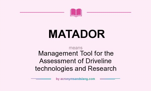 What does MATADOR mean? It stands for Management Tool for the Assessment of Driveline technologies and Research