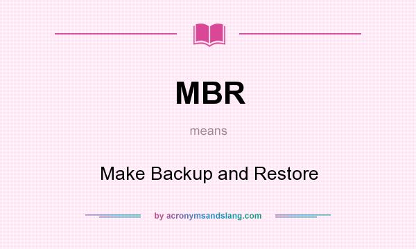 What does MBR mean? It stands for Make Backup and Restore