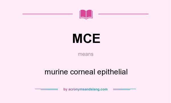 What does MCE mean? It stands for murine corneal epithelial