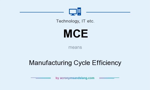 What does MCE mean? It stands for Manufacturing Cycle Efficiency