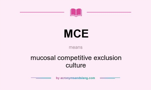 What does MCE mean? It stands for mucosal competitive exclusion culture