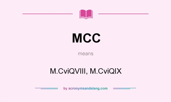 What does MCC mean? It stands for M.CviQVIII, M.CviQIX