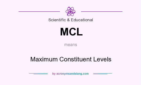 What does MCL mean? It stands for Maximum Constituent Levels
