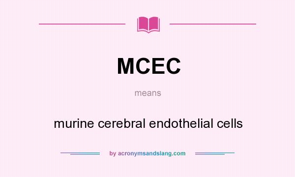 What does MCEC mean? It stands for murine cerebral endothelial cells