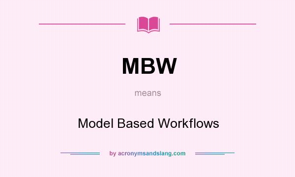 What does MBW mean? It stands for Model Based Workflows
