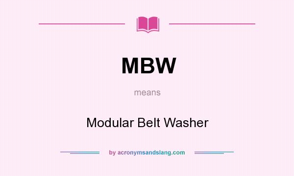 What does MBW mean? It stands for Modular Belt Washer