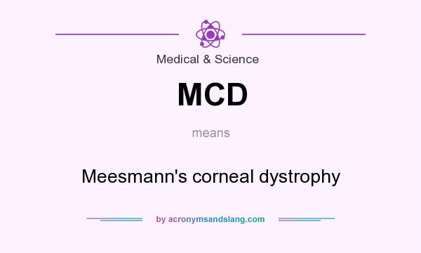 What does MCD mean? It stands for Meesmann`s corneal dystrophy
