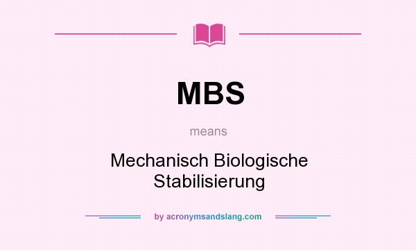 What does MBS mean? It stands for Mechanisch Biologische Stabilisierung