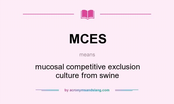 What does MCES mean? It stands for mucosal competitive exclusion culture from swine