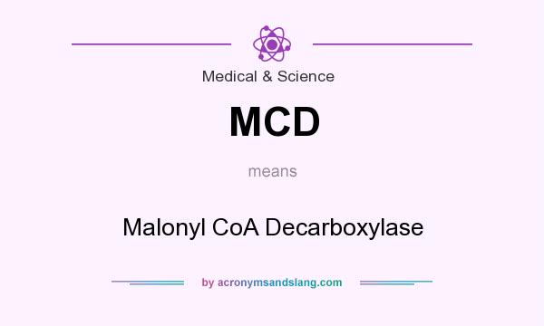 What does MCD mean? It stands for Malonyl CoA Decarboxylase