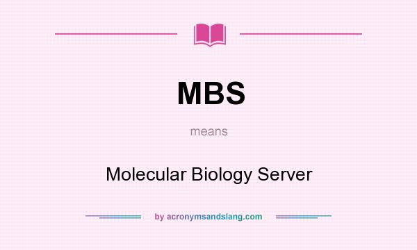 What does MBS mean? It stands for Molecular Biology Server