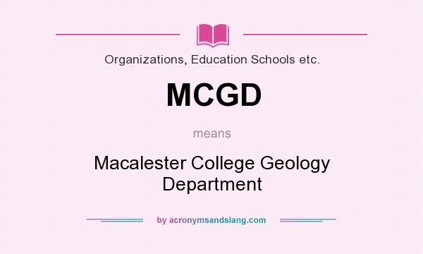 What does MCGD mean? It stands for Macalester College Geology Department