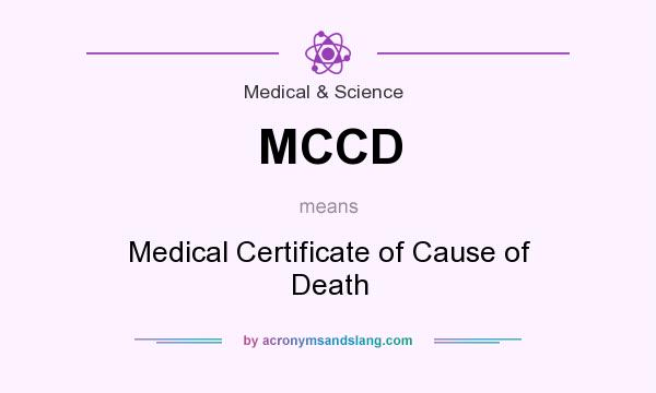 What does MCCD mean? It stands for Medical Certificate of Cause of Death