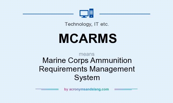 What does MCARMS mean? It stands for Marine Corps Ammunition Requirements Management System