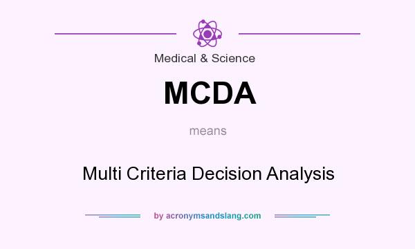 What does MCDA mean? It stands for Multi Criteria Decision Analysis