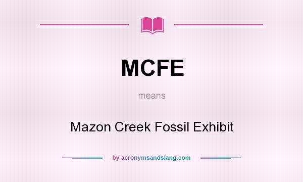 What does MCFE mean? It stands for Mazon Creek Fossil Exhibit