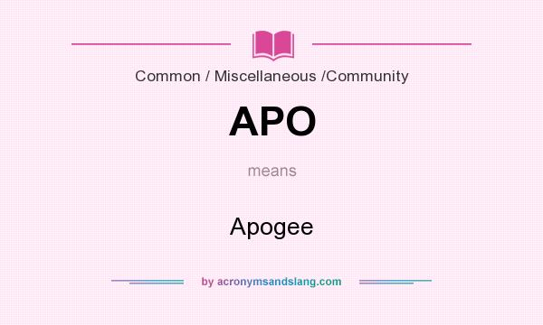 What does APO mean? It stands for Apogee