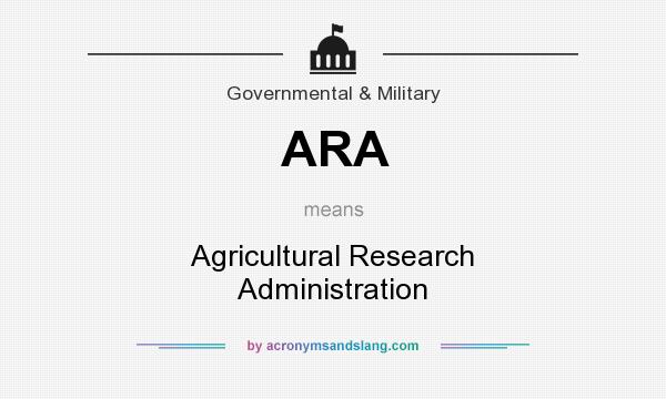 What does ARA mean? It stands for Agricultural Research Administration