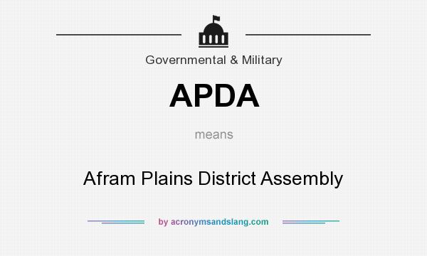 What does APDA mean? It stands for Afram Plains District Assembly